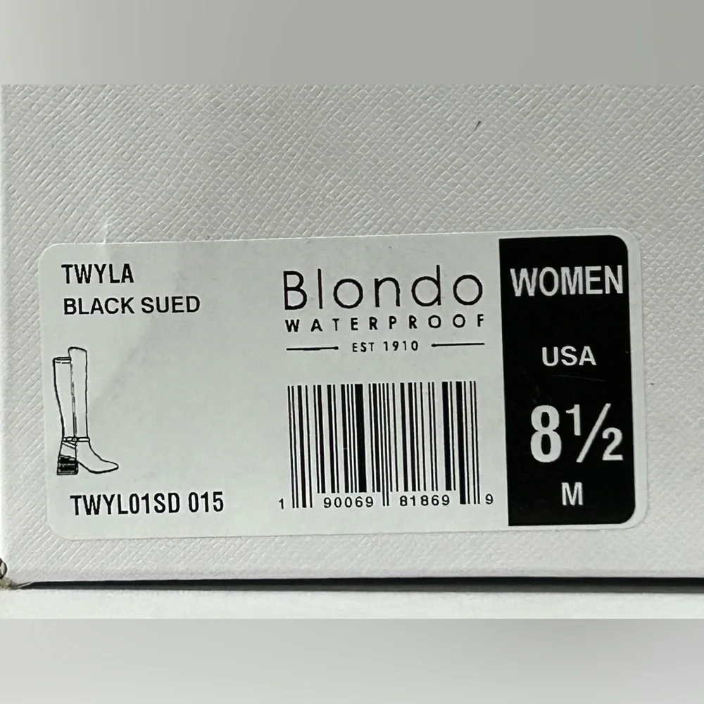 Blondo Twyla Black Waterproof Knee Boots 8.5M Chunky Heel Weatherproof NWB - Picture 13 of 14